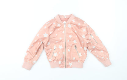 Urban Republic Girls Pink Star Bomber Jacket 4 Years Polyester Zip-Up