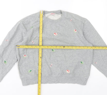 Cath Kidston Women's Grey Floral Embroidered Pullover Sweatshirt S