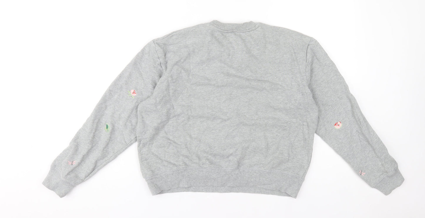 Cath Kidston Women's Grey Floral Embroidered Pullover Sweatshirt S