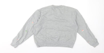 Cath Kidston Women's Grey Floral Embroidered Pullover Sweatshirt S