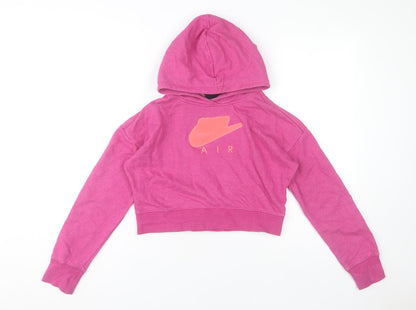 Nike Girls Pink Pullover Hoodie Size 146cm Logo Sportswear Sweatshirt