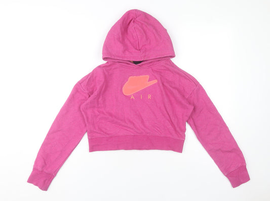 Nike Girls Pink Pullover Hoodie Size 146cm Logo Sportswear Sweatshirt