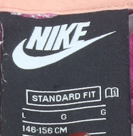 Nike Girls Pink Pullover Hoodie Size 146cm Logo Sportswear Sweatshirt