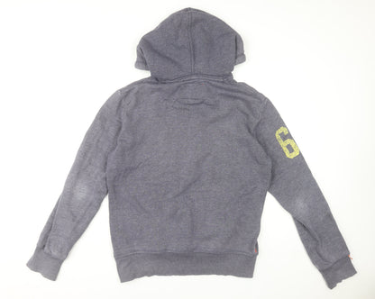 Superdry Men's Grey Pullover Hoodie Size M Vintage Graphic Sweatshirt