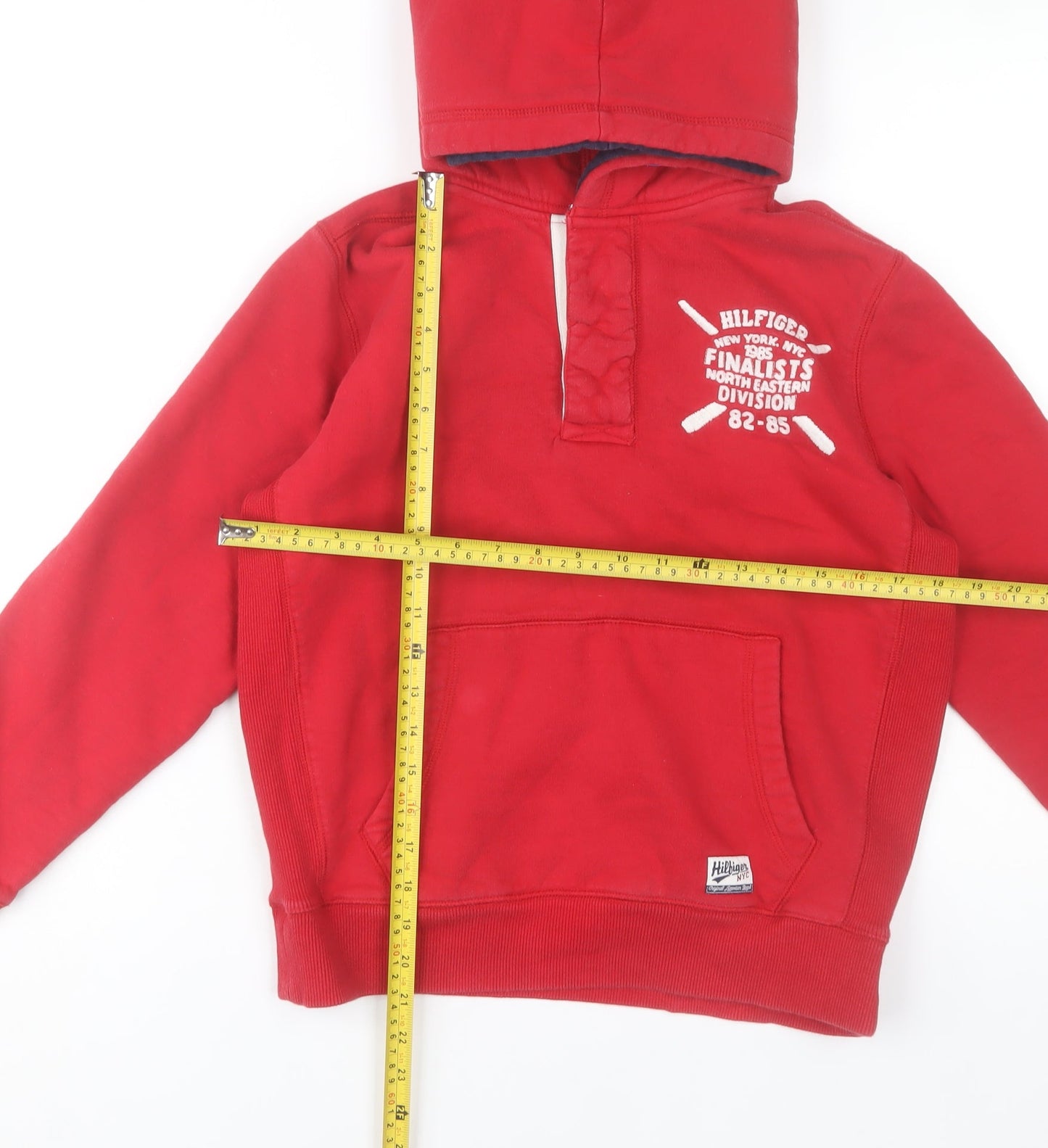 Tommy Hilfiger Boys Red Pullover Hoodie Size 14 Cotton Blend