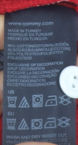 Tommy Hilfiger Boys Red Pullover Hoodie Size 14 Cotton Blend