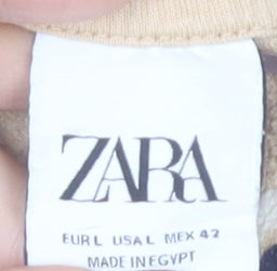 Zara Men's Beige Striped Long Sleeve Pullover Sweatshirt Size L