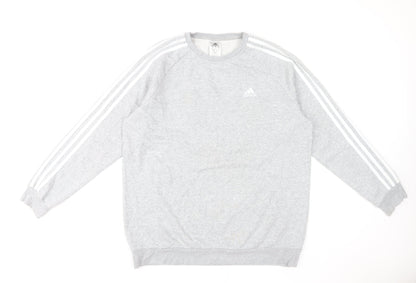 Adidas Women Grey Crew Neck Pullover Sweatshirt Size 12-14