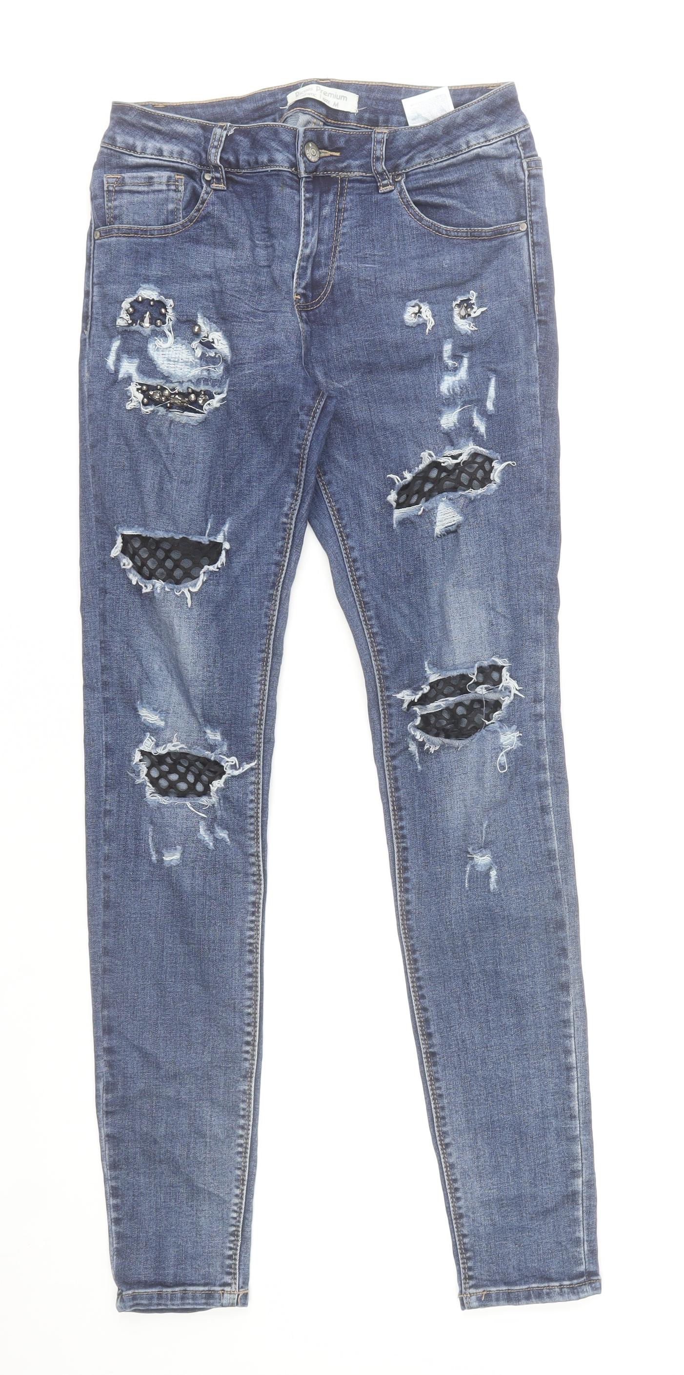 Riosis Premium Women Blue Distressed Skinny Jeans Size M