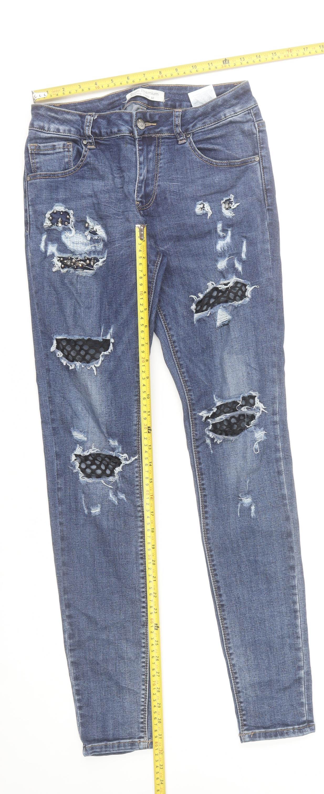 Riosis Premium Women Blue Distressed Skinny Jeans Size M