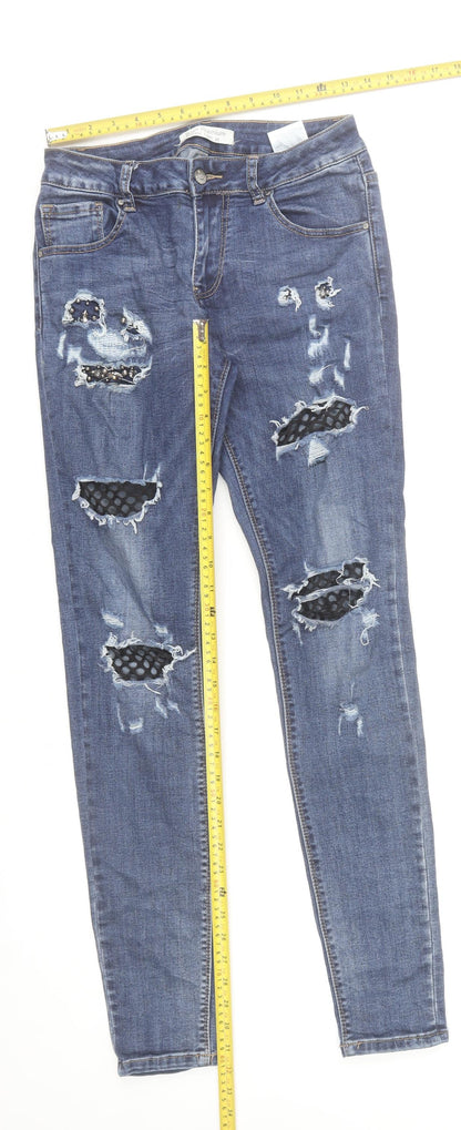 Riosis Premium Women Blue Distressed Skinny Jeans Size M