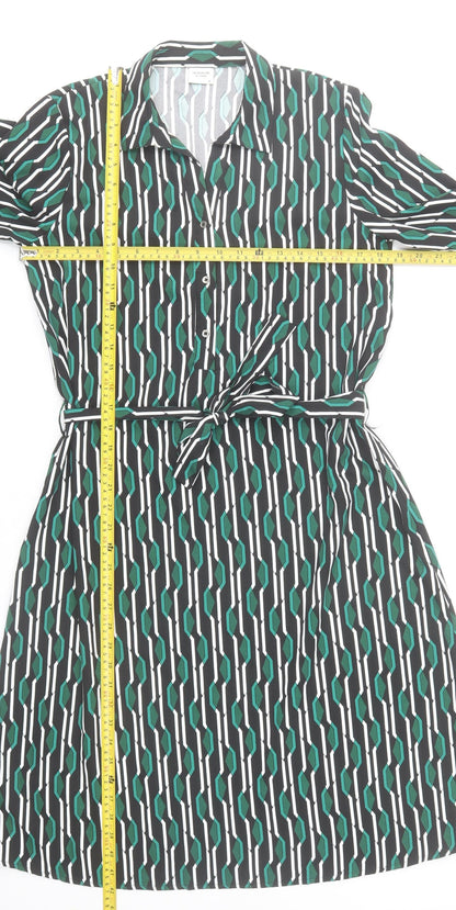 Jacqueline de Yong Womens Green Geometric Shirt Dress Size 8