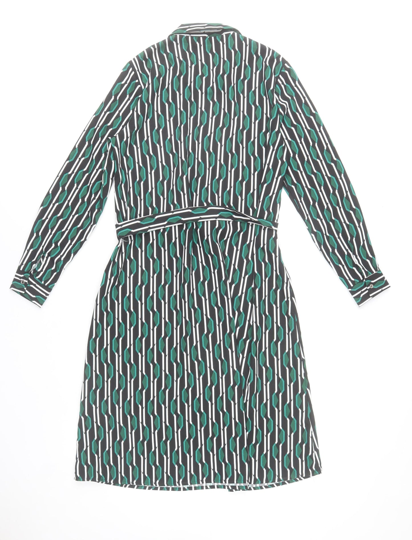 Jacqueline de Yong Womens Green Geometric Shirt Dress Size 8