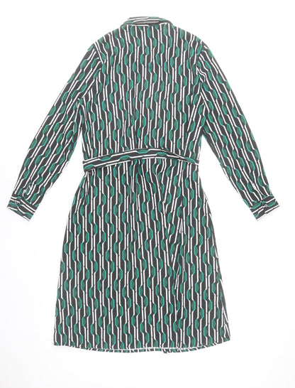 Jacqueline de Yong Womens Green Geometric Shirt Dress Size 8