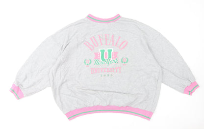 Boohoo Womens Grey Pink Buffalo New York Oversized Sweatshirt XL