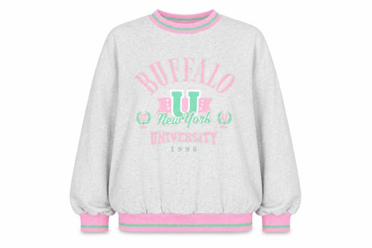 Boohoo Womens Grey Pink Buffalo New York Oversized Sweatshirt XL