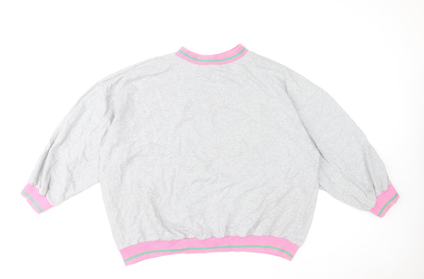 Boohoo Womens Grey Pink Buffalo New York Oversized Sweatshirt XL