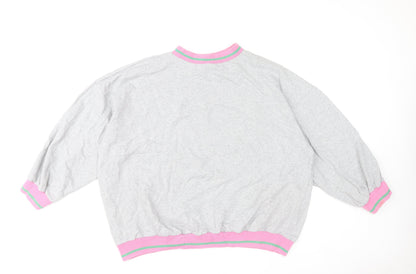 Boohoo Womens Grey Pink Buffalo New York Oversized Sweatshirt XL