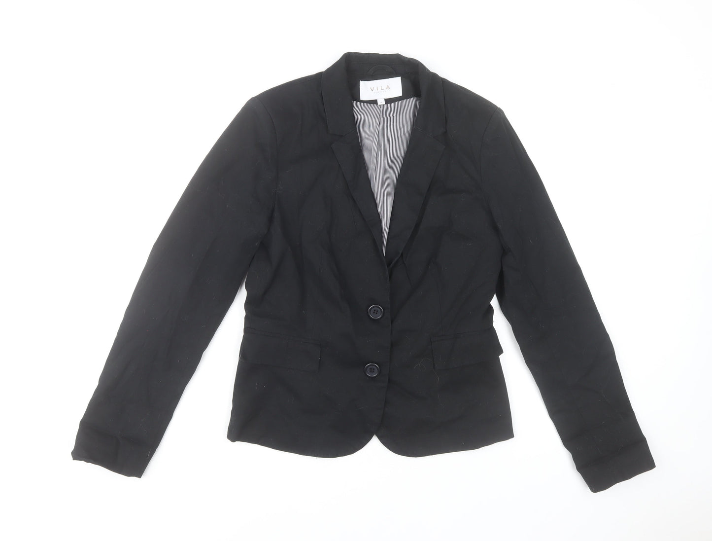 Vila Women's Black Single-Breasted Blazer Jacket Size M