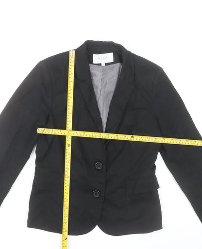 Vila Women's Black Single-Breasted Blazer Jacket Size M