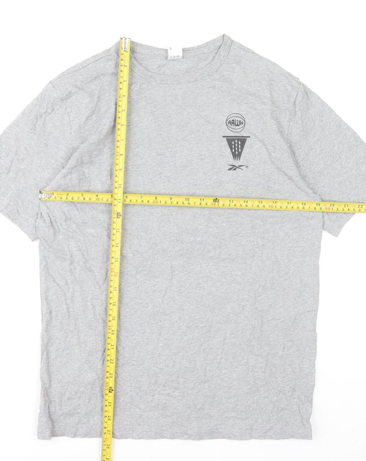 Reebok Men's Grey Graphic Print Crew Neck Short Sleeve T-Shirt Size S