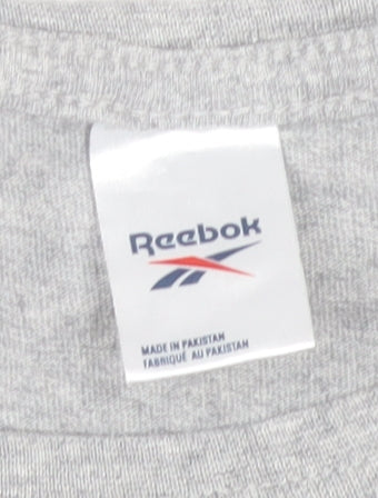 Reebok Men's Grey Graphic Print Crew Neck Short Sleeve T-Shirt Size S