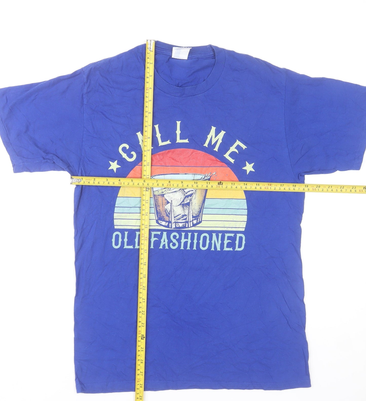 Port & Company Men's Blue Graphic 'Call Me Old Fashioned' T-Shirt M