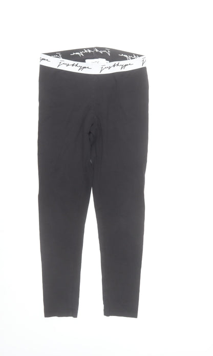Just Hype Black Cotton Stretch Leggings Women Size 12 Ankle High Rise