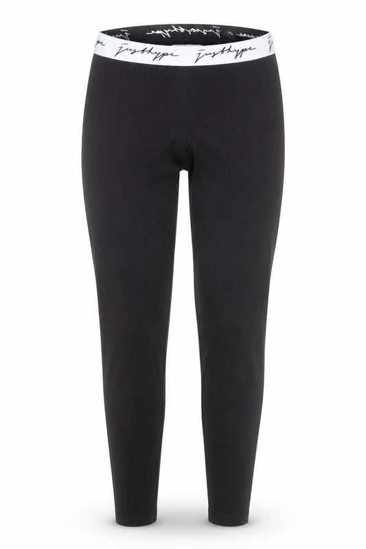 Just Hype Black Cotton Stretch Leggings Women Size 12 Ankle High Rise