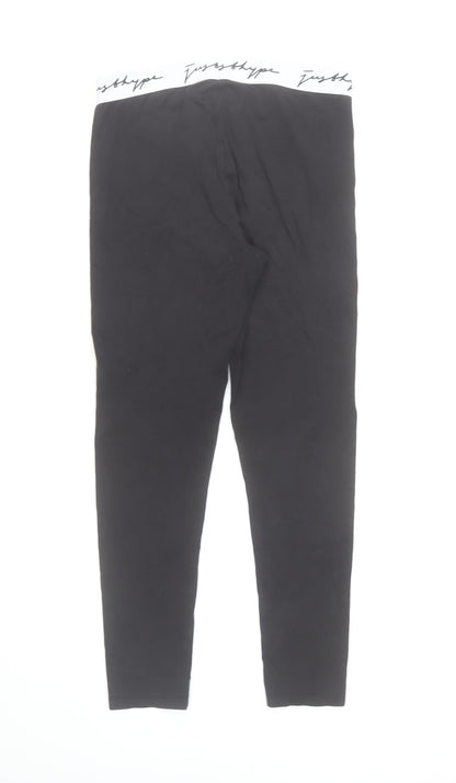 Just Hype Black Cotton Stretch Leggings Women Size 12 Ankle High Rise