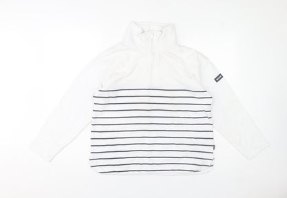 Regatta Women's White Striped 1/4 Zip Pullover Sweatshirt UK 12