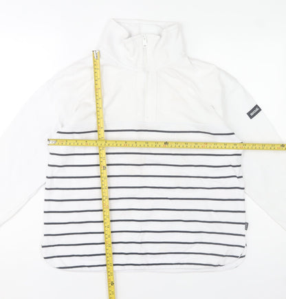 Regatta Women's White Striped 1/4 Zip Pullover Sweatshirt UK 12