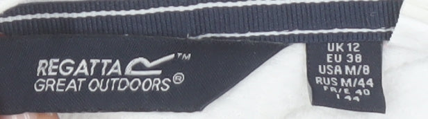 Regatta Women's White Striped 1/4 Zip Pullover Sweatshirt UK 12