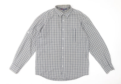 Peter Storm Mens Blue Check Cotton Button-Up Shirt Size M