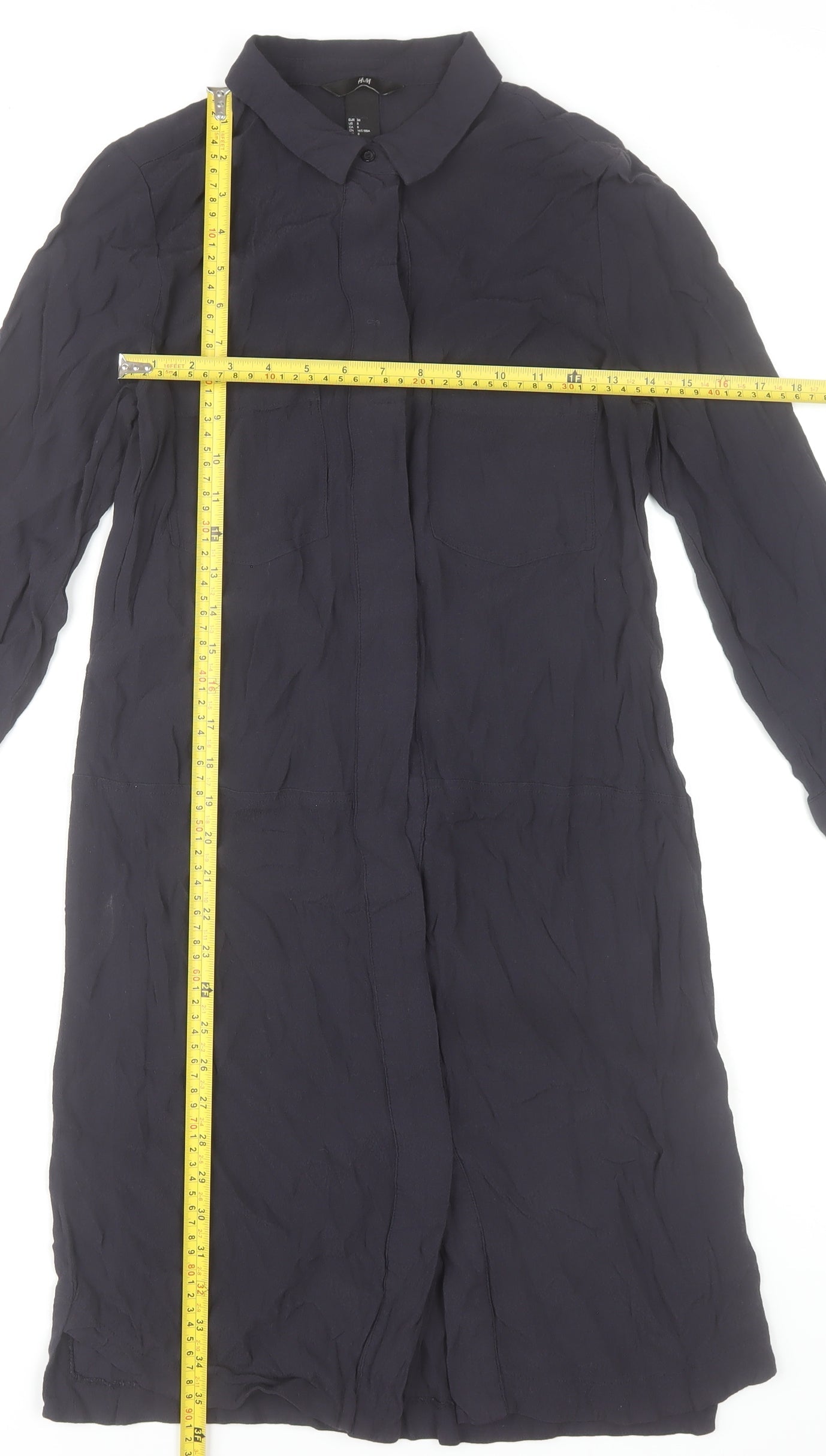 H&M Women’s Blue Long Sleeve Shirt Dress Size 10 Viscose