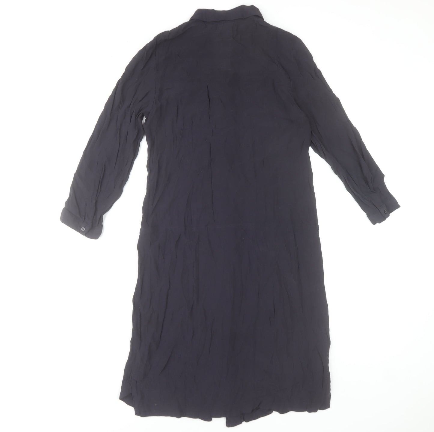 H&M Women’s Blue Long Sleeve Shirt Dress Size 10 Viscose