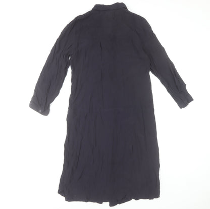 H&M Women’s Blue Long Sleeve Shirt Dress Size 10 Viscose