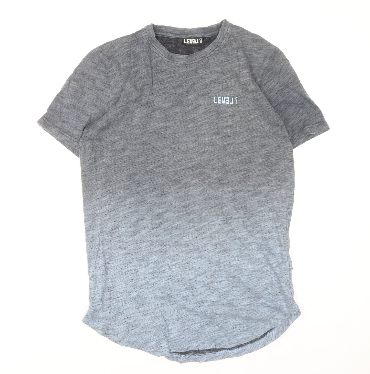 LEVEL 1 Men's Grey Crew Neck Short Sleeve Cotton T-Shirt Size M