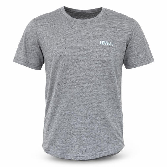 LEVEL 1 Men's Grey Crew Neck Short Sleeve Cotton T-Shirt Size M