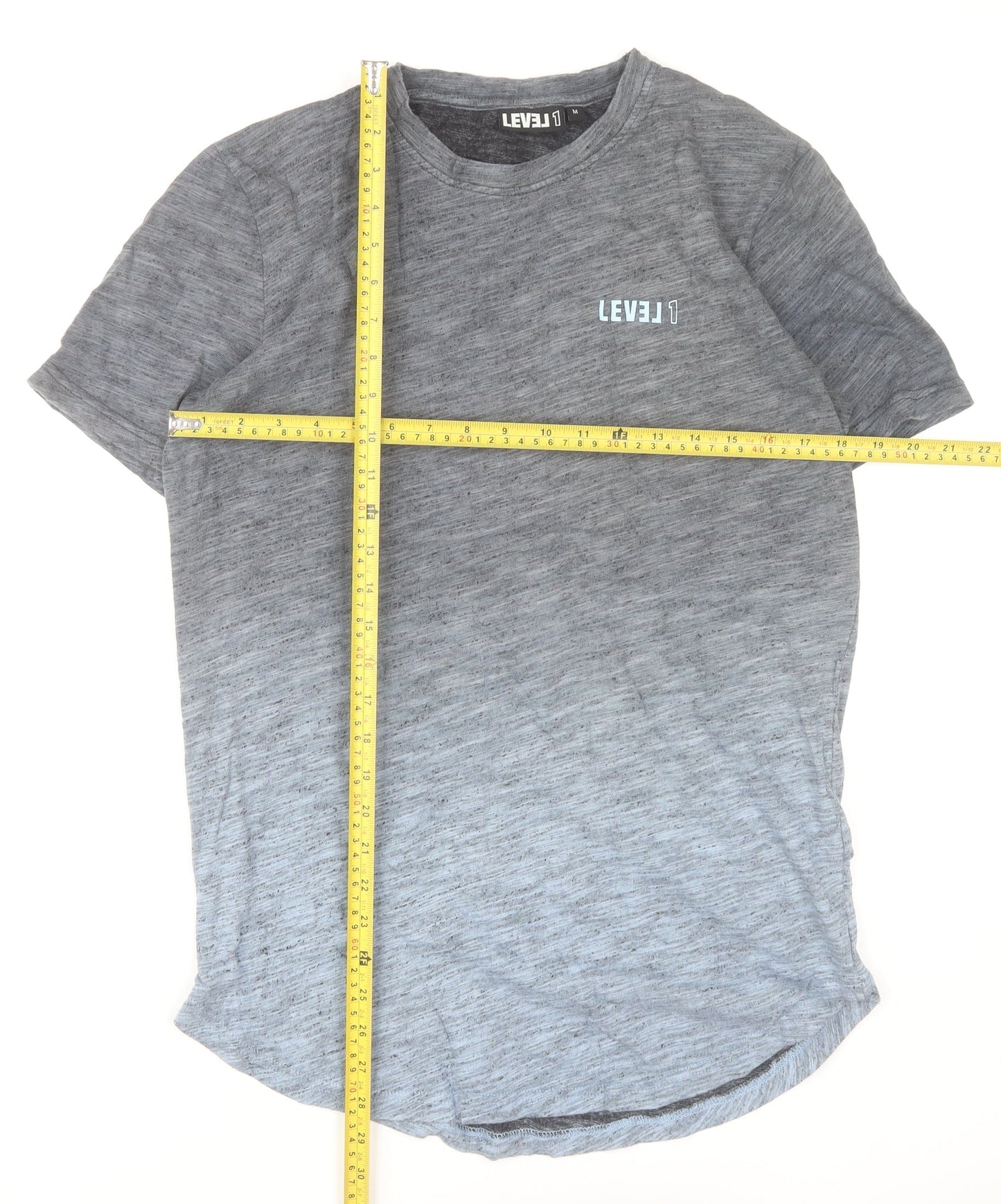 LEVEL 1 Men's Grey Crew Neck Short Sleeve Cotton T-Shirt Size M