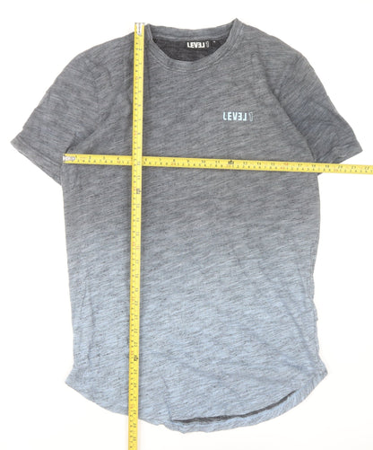 LEVEL 1 Men's Grey Crew Neck Short Sleeve Cotton T-Shirt Size M