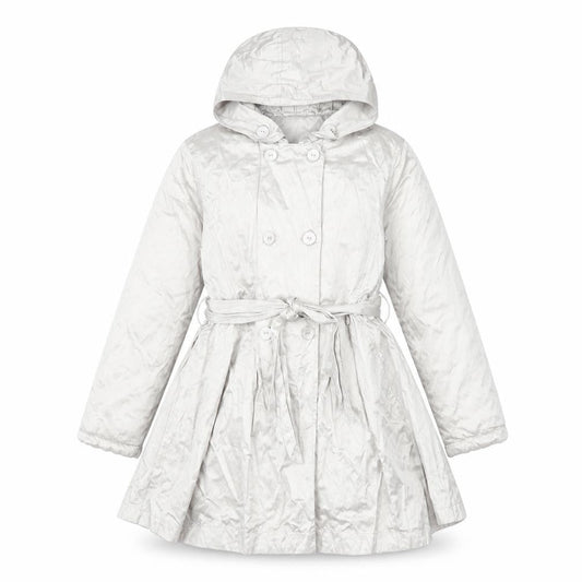 Barbara Farber Girls Grey Belted Hooded Trench Coat 8 Years