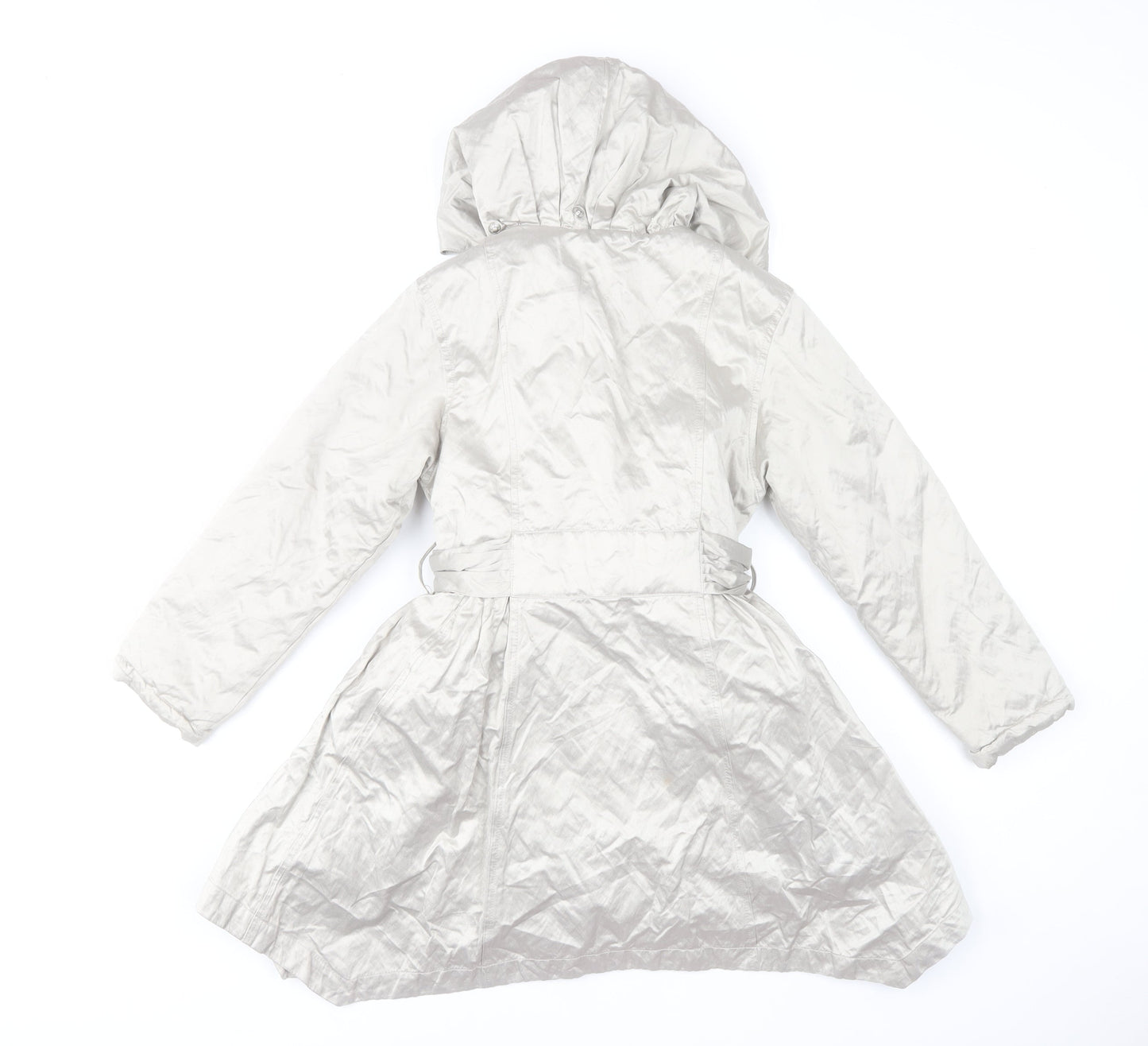 Barbara Farber Girls Grey Belted Hooded Trench Coat 8 Years