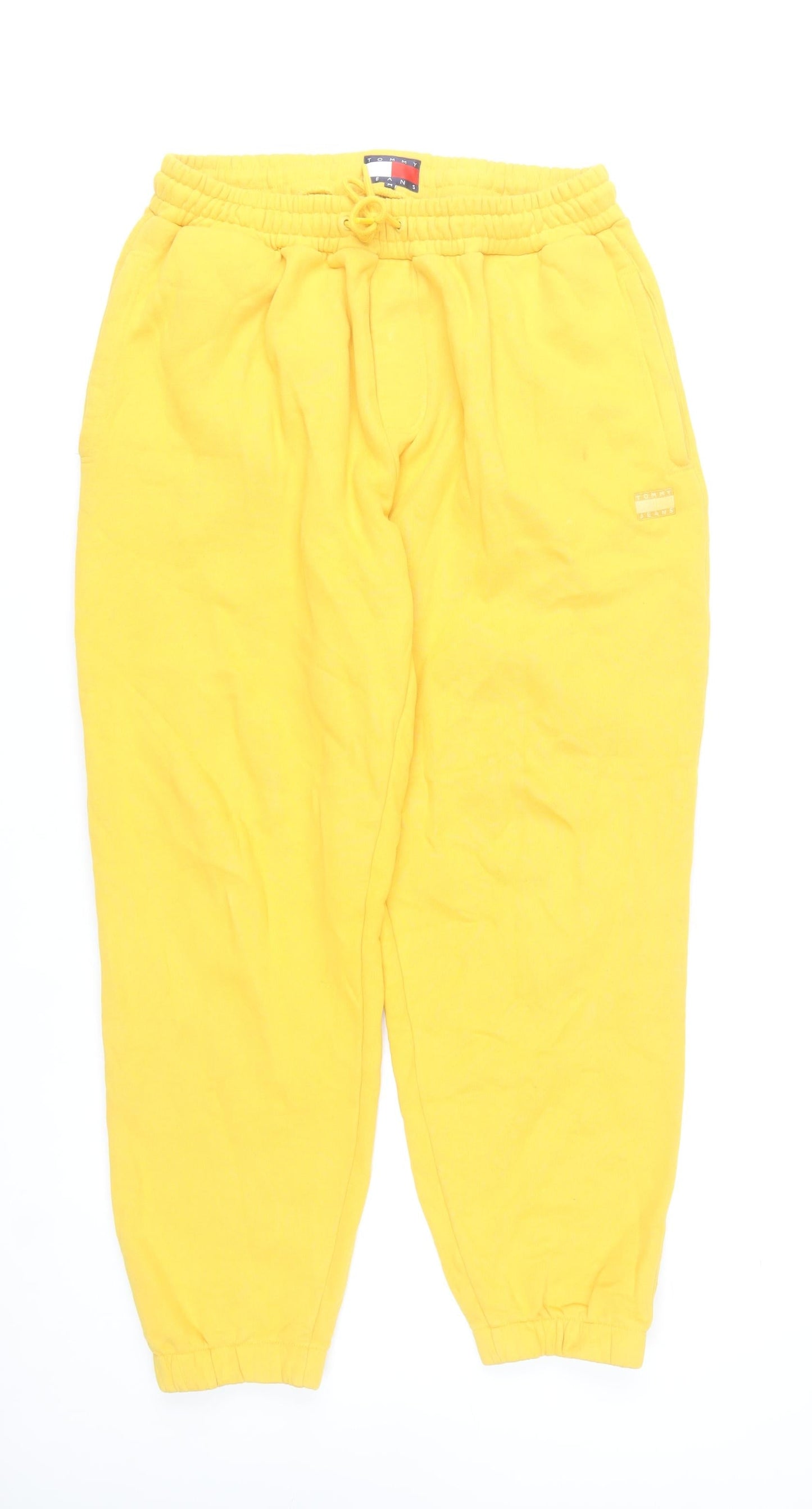 Tommy Jeans Men's Yellow Jogger Sweatpants M Regular Fit Casual Logo