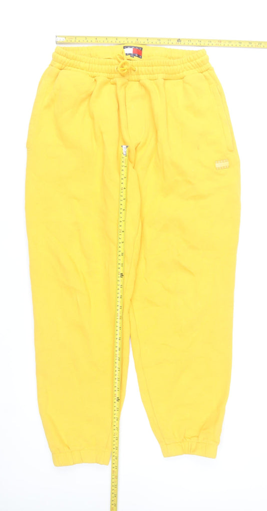 Tommy Jeans Men's Yellow Jogger Sweatpants M Regular Fit Casual Logo