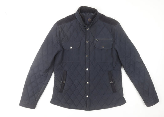 Izac Men's Navy Quilted Bomber Jacket L Polyester Casual Style