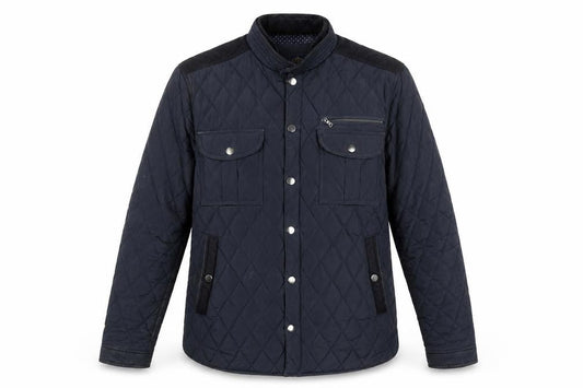 Izac Men's Navy Quilted Bomber Jacket L Polyester Casual Style