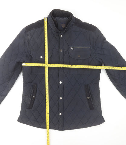 Izac Men's Navy Quilted Bomber Jacket L Polyester Casual Style