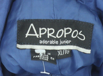 Apropos Womens Blue Hooded Parka Jacket XL Polyester Zip Pockets