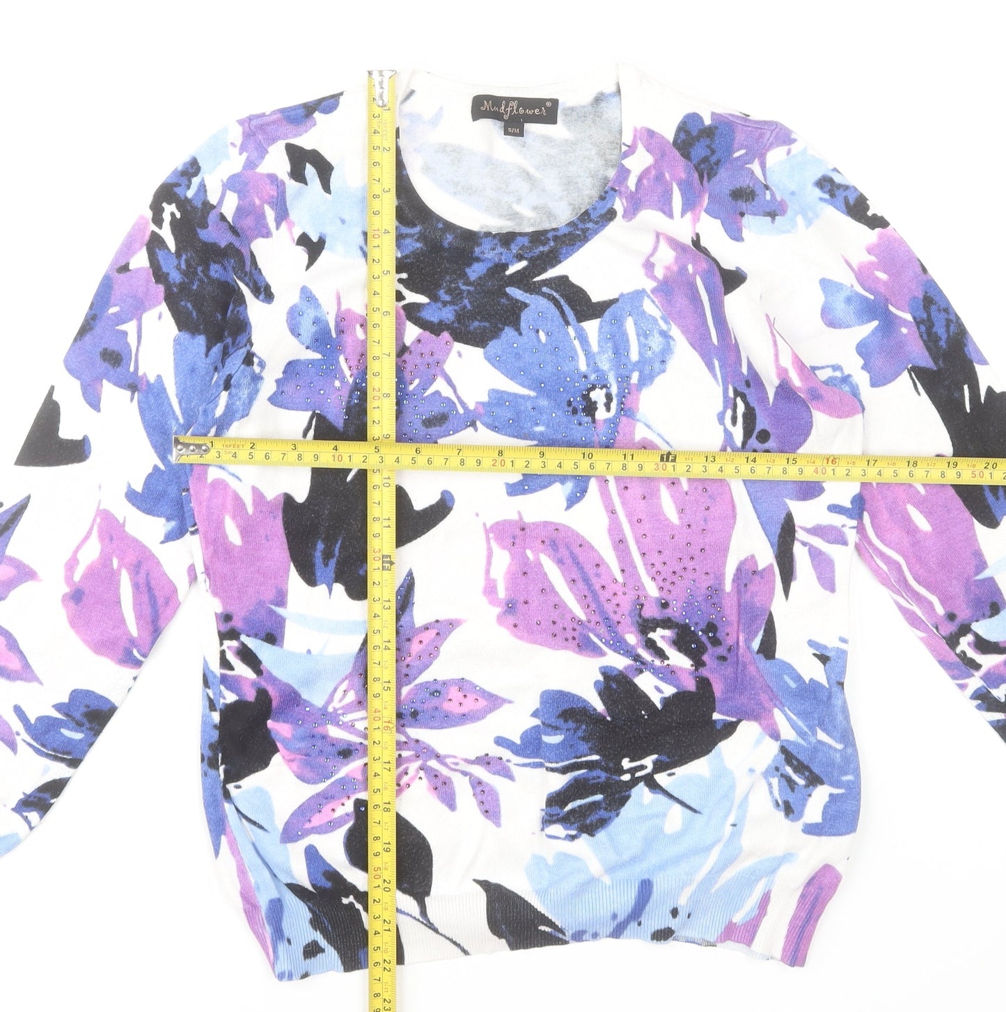 Mudflower Womens Multicoloured Floral Knit Pullover Jumper S
